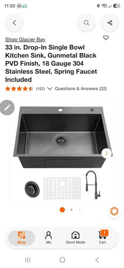 Glacier Bay 33 in. Drop-In Kitchen Sink Set