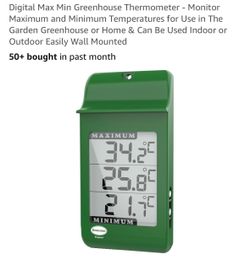 Digital Max Min Greenhouse Thermometer - Monitor Maximum and Minimum Temperatures for Use in The Garden Greenhouse or Home & Can Be Used Indoor or Out
