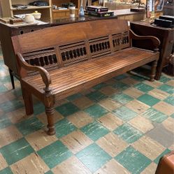 Gorgeous! Hand Carved Long Teak Carved Bench