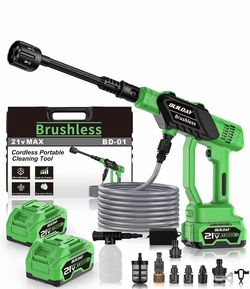 Cordless Portable Cleaning Tool with 2×4000mAh Batteries & Power Display, 6-in-1 Nozzle & 16.4FT Hose – Lightweight Handheld Power Cleaner for Car, Dr