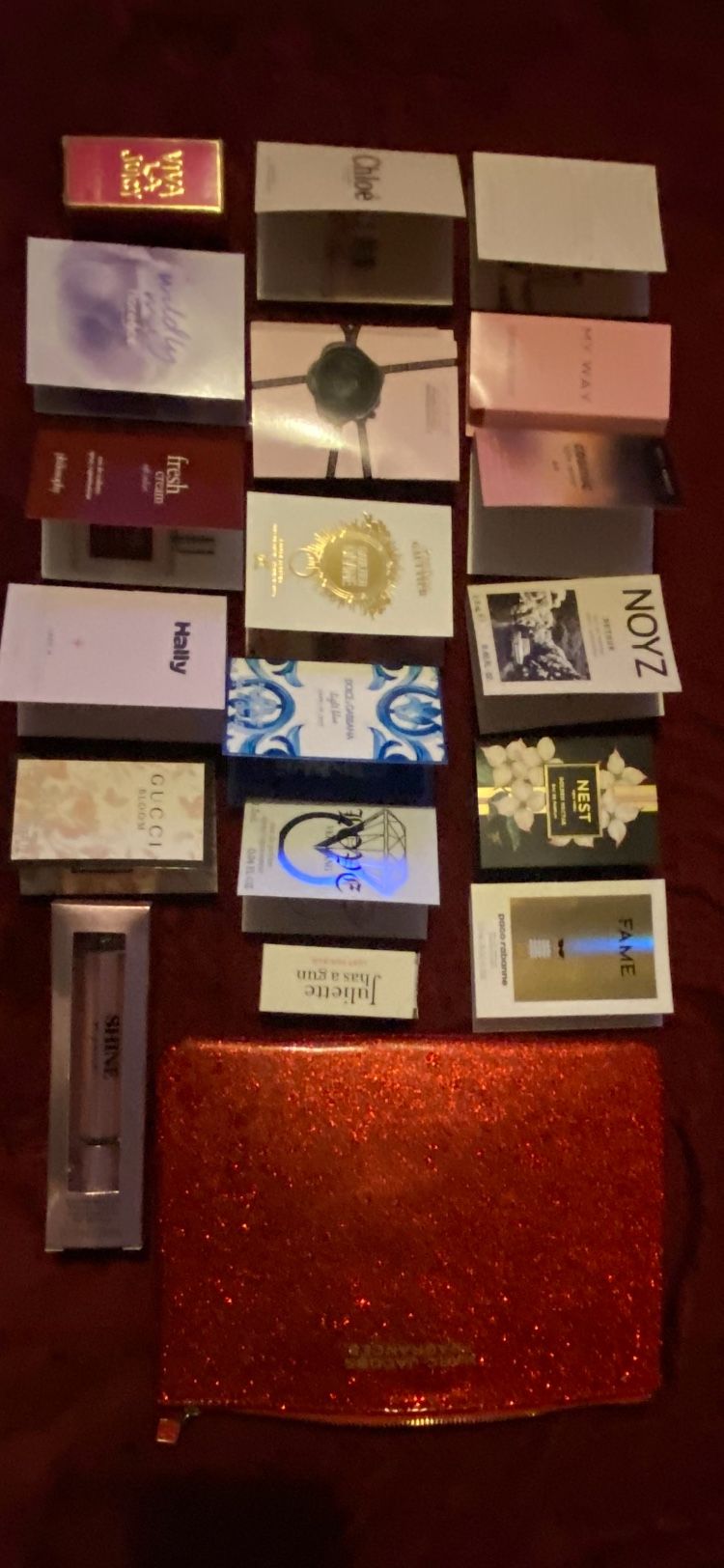 Perfume Samples Plus Makeup Bag 15$