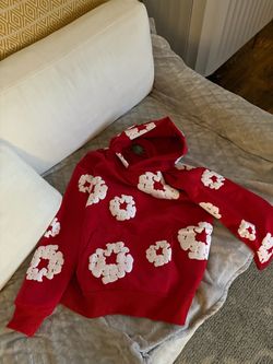 Red denim tear hoodie