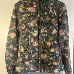 Lululemon Scuba Hoodie Full Zip Light Cotton Fleece Frozen Floral Size 6