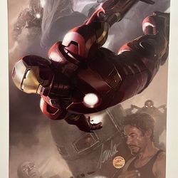 Marvel Avenger’s movie poster signed by Stan Lee, sticker of authenticity. Iron man, Tony Stark, art by Ryan Meinerding