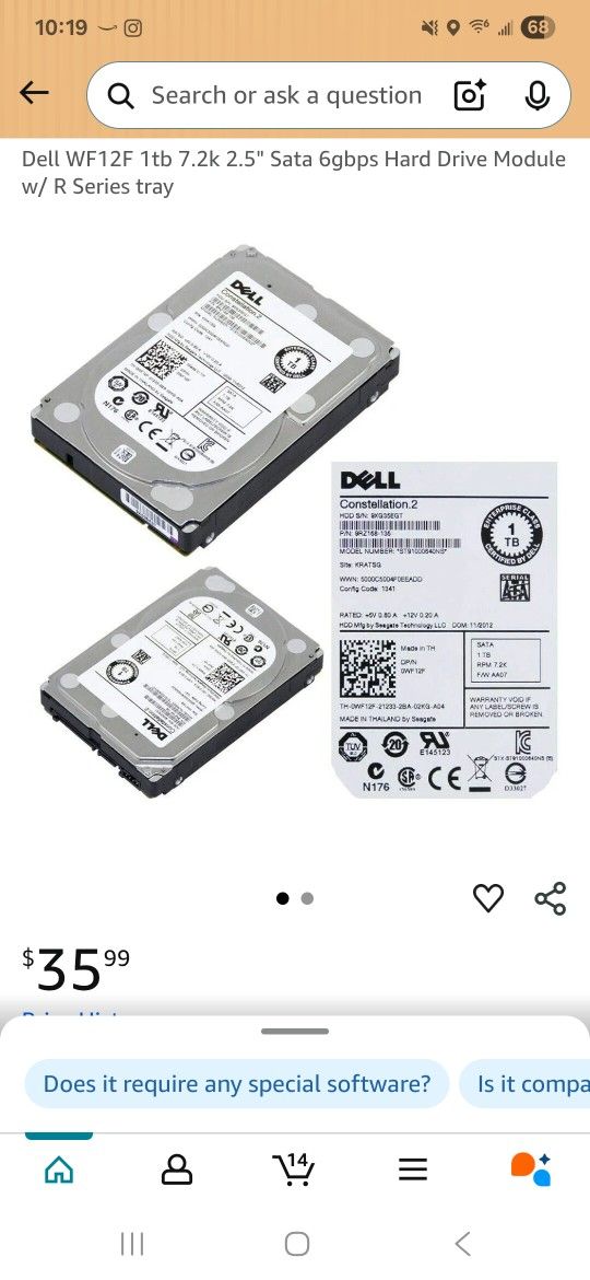 1 TB Dell Sata HD