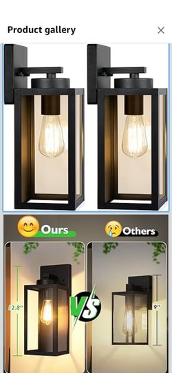 Outdoor Wall Light Fixtures, Exterior Waterproof Wall Lanterns, Porch Sconces Lighting with E26 Sockets & Glass Shades, Modern Matte Black Outside Lig