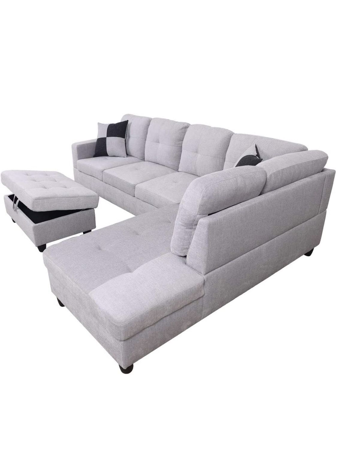 Gray-white sectional Couch sofa. linen. New