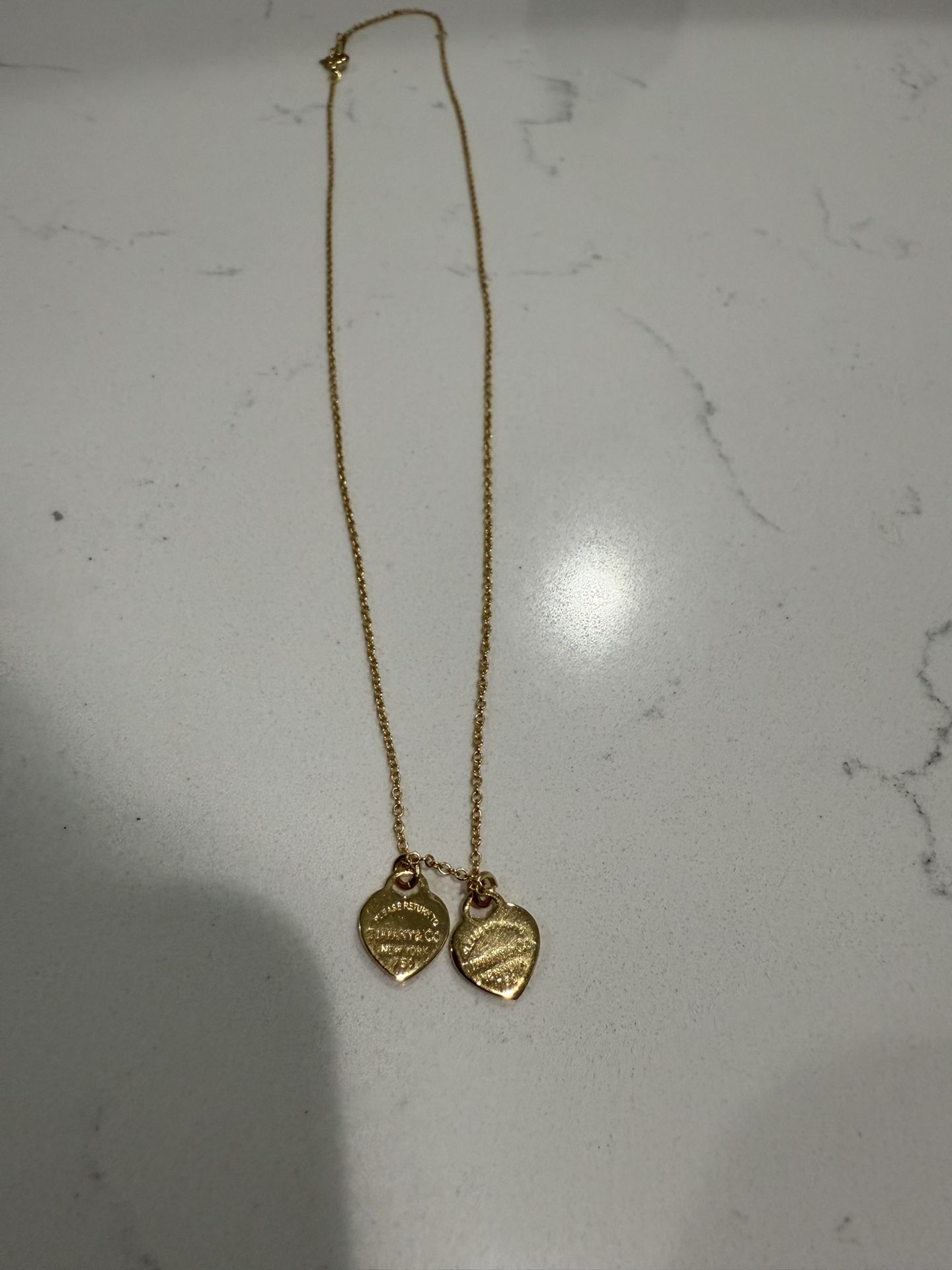 Tiffany And Co Necklace Return To Tiffany Double Heart Tag Pendent Gold Necklace