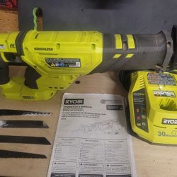 RYOBI P518 18V Brushless Reciprocating Saw with Fast Charger &  blades