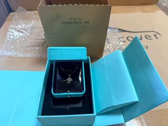 Silver-Tone Crystal Pendant Necklace with Gift Box – Brand New