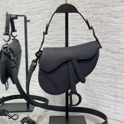 Black Mini Saddle Bag with Strap      25.5 x 20 x 6.5 cm