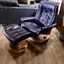 Mid Century Modern Stressless Chair And ottoman  