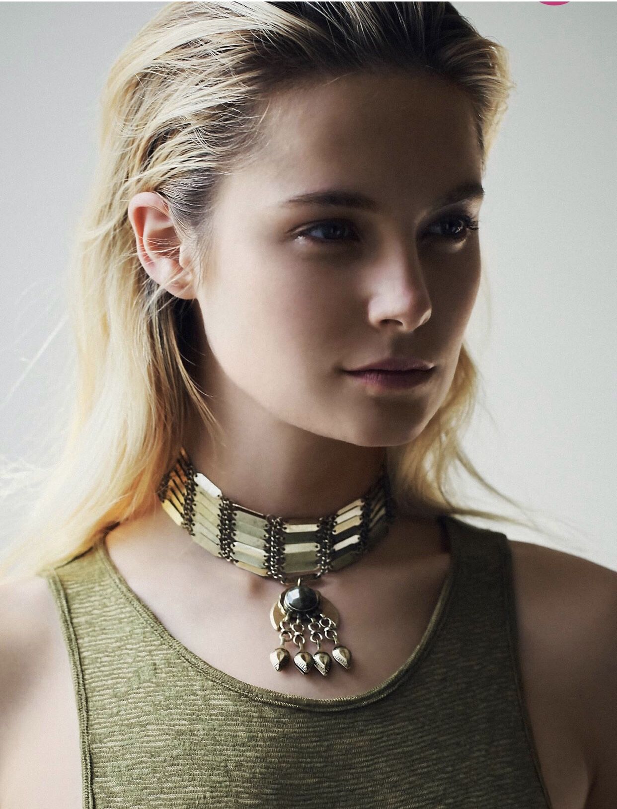 NEW! Free People Talia Collar Necklace - Faux Moonstone & Brass - NWT
