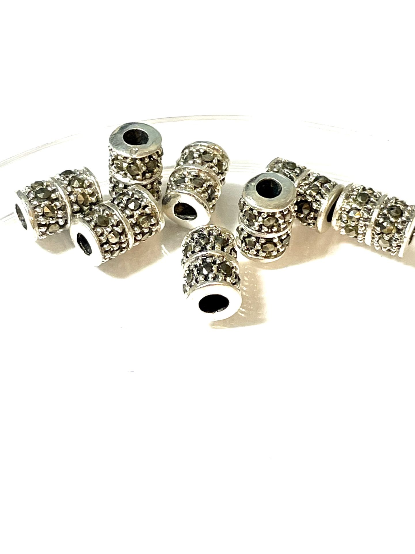 2 Sterling Marcasite Beads