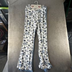 Girls Emma & Elsa 2 Pack Flare Leggings Blue Butterfly Floral Pants Size 16