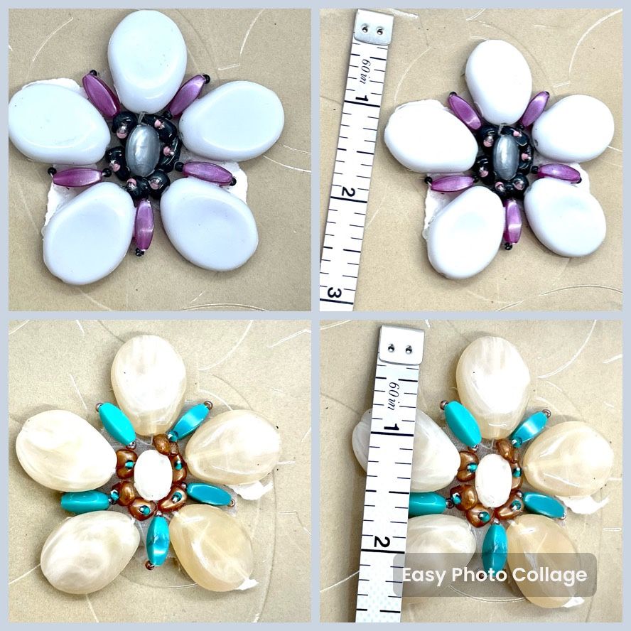 Lot Of 2 Floral Cabochon Appliqués