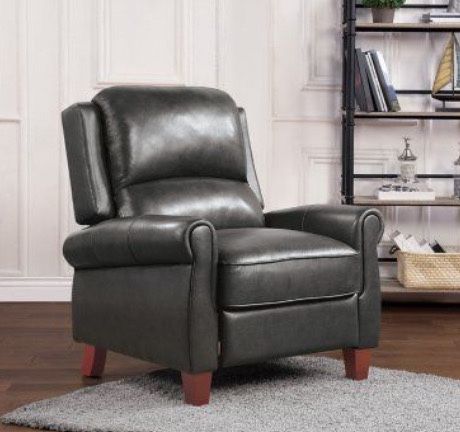 New Olivia Pushback Leather Recliner - Blue