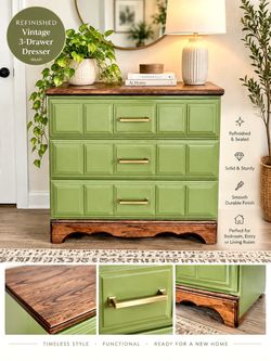 Refinished Vintage 3-Drawer Dresser