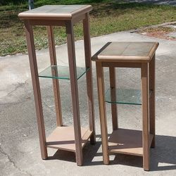 2 Matching Glass shelf tables