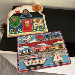 Melissa & Doug First Shapes and Vehicles Wooden Puzzles