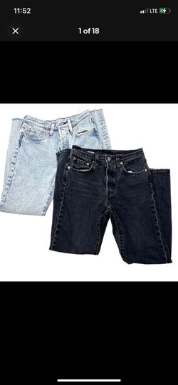 Levi's Strauss 501 Jeans Lot 2 Black Light Blue Wash Straight Mid Rise 25x28