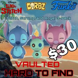 (NEW and RARE) Funko Dorbz Disney's Lilo & Stitch: Stitch, Angel, and Scrump 3pc (Disney Exclusive)(VAULTED)