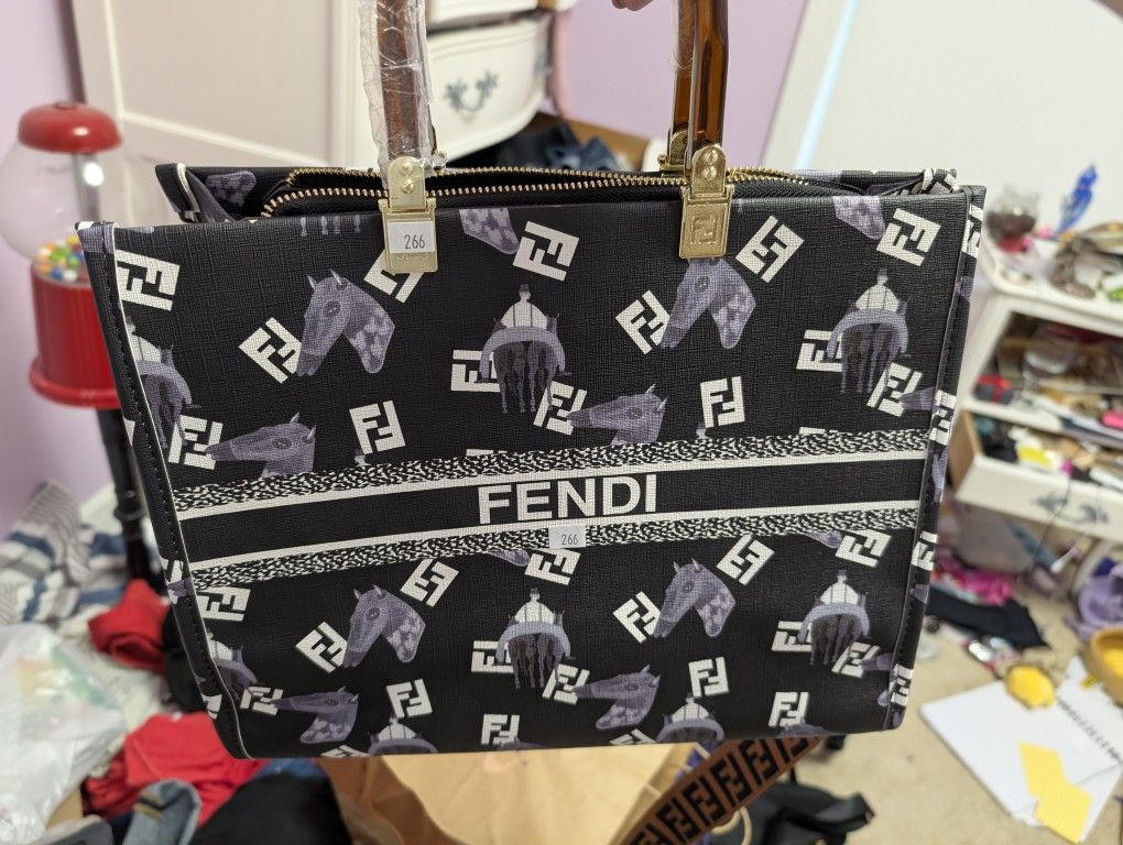 Fendi Double F Tote Bag With Horses