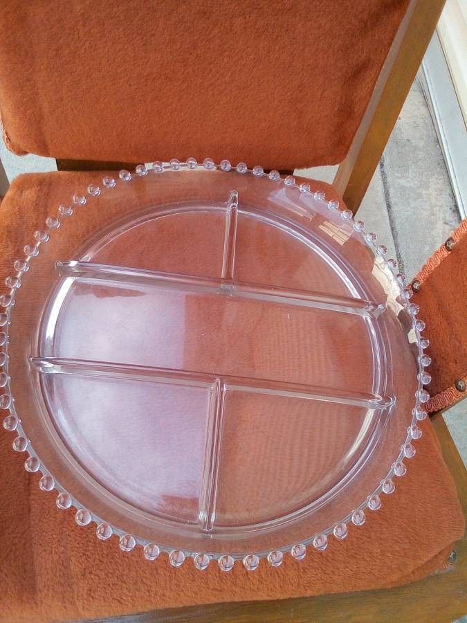 2 ANTIQUE PLATES plate Clear Decorative Depression Glass Glassware Vintage