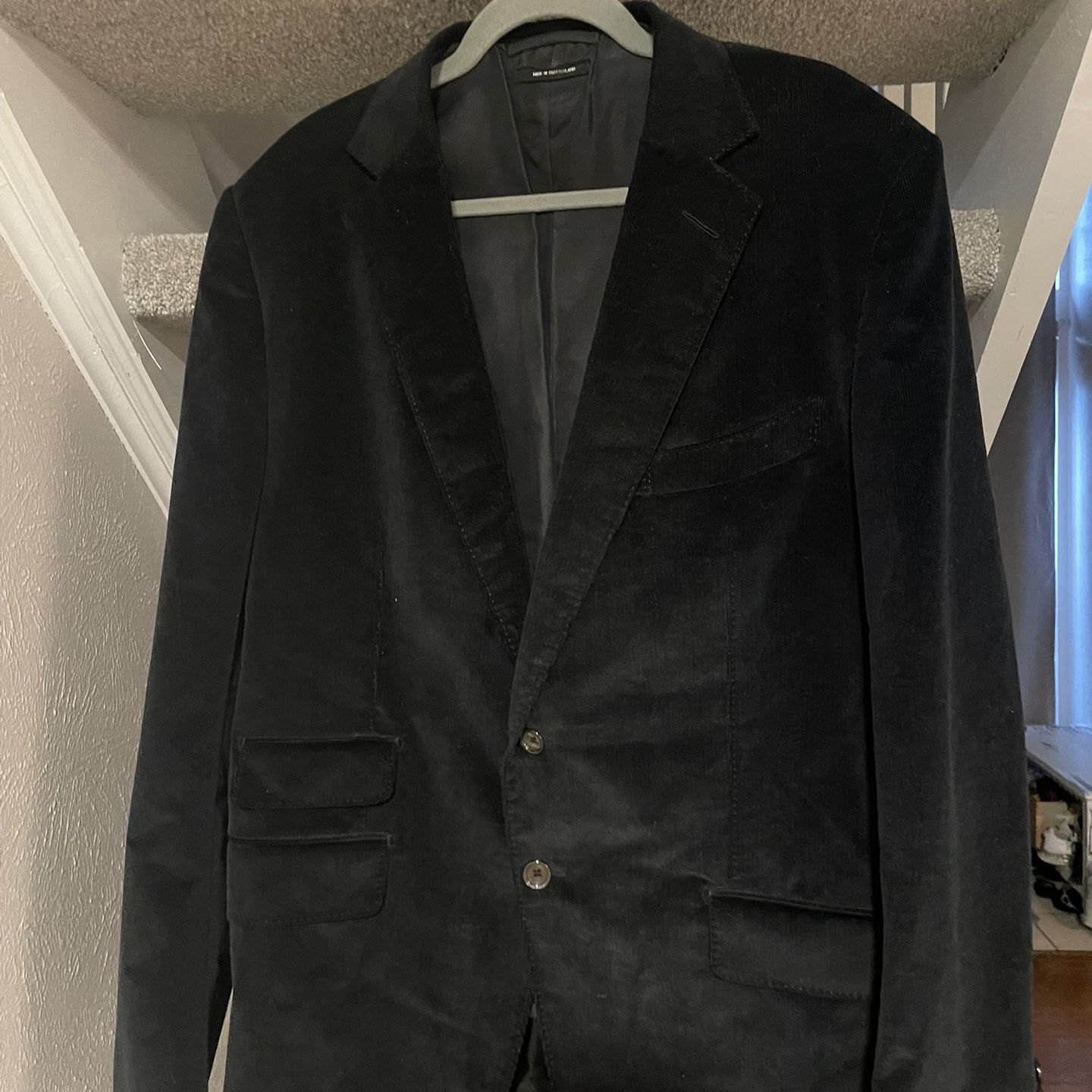 Tom Ford Black Corduroy Men’s Sports Suit, Coat Jacket