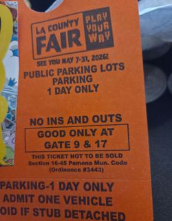 LA County Fair Parking 1 day Parking pass