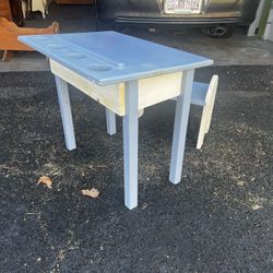 Reduced $45 Cute solid wood Child’s desk with bench.