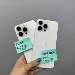 iPhone 15 Pro Max Unlocked 256Gb white Color Comes With AirPods For Free