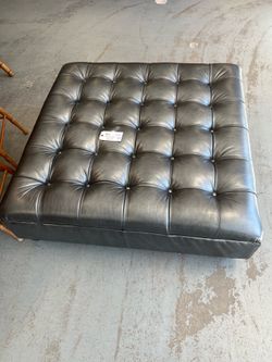 Silver Grey Tufted Oversized Ottoman
