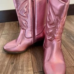 Girls Shiny Pink Buterfly Boots Sz 13