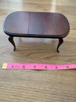 Vintage 1:12 Mahogany-Style Extension Dining Table w/ Removable Leaf