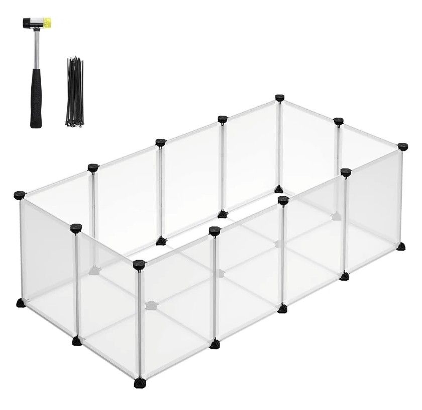 20 Panels Pet Playpen with Floor, Small Animal Playpen, Pet Fence Indoor, DIY Plastic Enclosure for Guinea Pigs, Bunny, Hamsters, Hedgehogs, 49.2 x 24