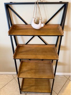 Wood and metal bookshelf