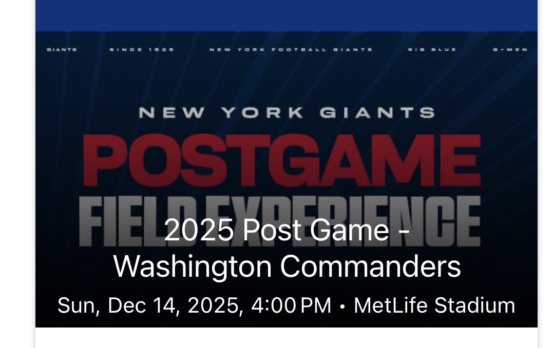 Four Tickets For NYG Postgame Field Access