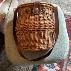 Wicker Fisherman Fishing Creel Basket Large Half Round Rustic - New