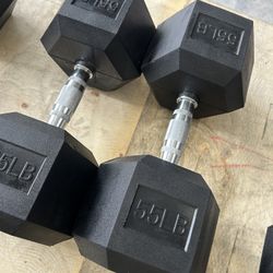New pair of 55lb rubber dumbbells. NEW IN BOX 📦 $110