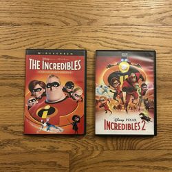 The Incredibles 1 and 2 DVDs.