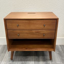 Mid-Century Modern Nightstand with Integrated USB & Outlets