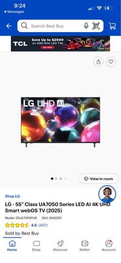 LG 55" UA7050 Series 4K UHD Smart TV 2025