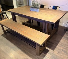 Handmade Dining Table with bench and chairs