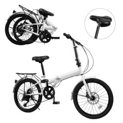 20 Inch Folding Bike, Foldable Bicycle with 7 Speed Gears, Height Adjustable Folding Bike