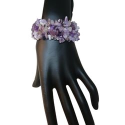 Genuine Amethyst Stretch Bracelet 