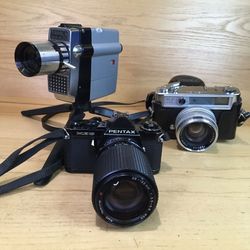 10 Broken Film Cameras Canon Pentax Yashika 