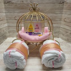 Fairytale Princess Carriage Diaper Cake | Cinderella Coach Diaper Cake
| Newborn Gift 