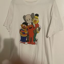 white KAWS x Uniqlo x Sesame Street Group t-shirt