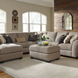 🚚Ask 👉Sectional, Sofa, Couch, Loveseat, Living Room Set, Ottoman, Recliner, Chair, Sleeper. 

✔️In Stock 👉Pantomine Driftwood 5-Piece LAF Sectional